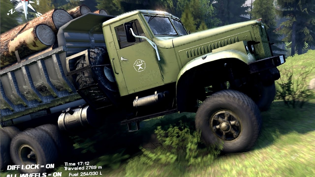 SPINTIRES 2014 - The River Map - Kraz 256B Dump Truck Transporting Logs
