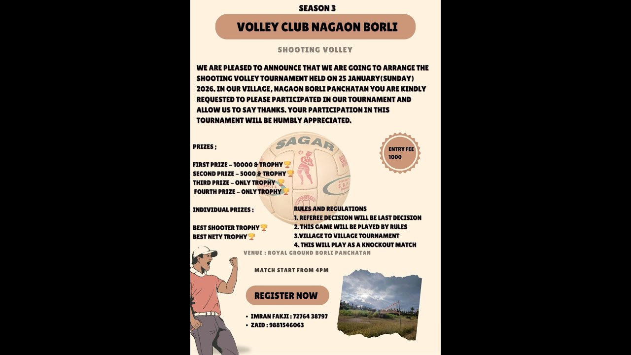 25/01/2026 at 4:30 VOlleyball match volley club Nagaon borli