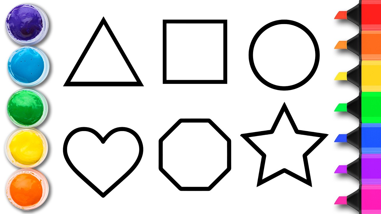 How to Draw Cute Different Shapes🟡🟥♥️ Easy Shapes Drawing & Coloring for Kids & Toddlers
