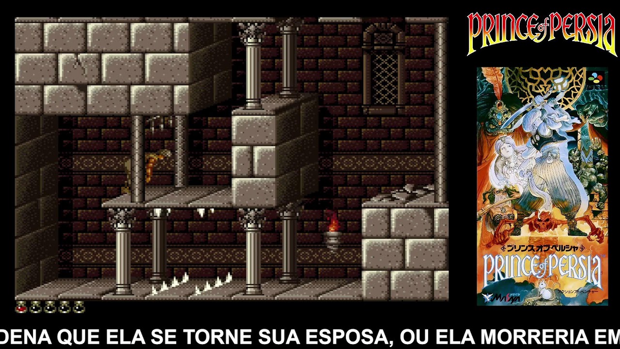 TREINAMENTO AO VIVO SEM USAR SAVE NA RACA  PRINCE OF PERSIA DE SUPER NINTENDO.