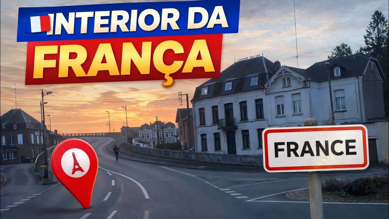 Viagem à noite passando pelo interior da França 