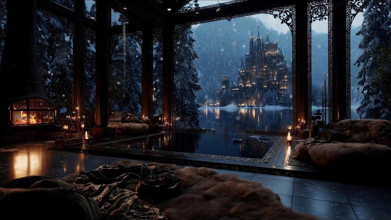 Safe Inside the Cozy Lake Cabin 🔥 Heavy Thundersnow & Howling Blizzard over Frozen Lake