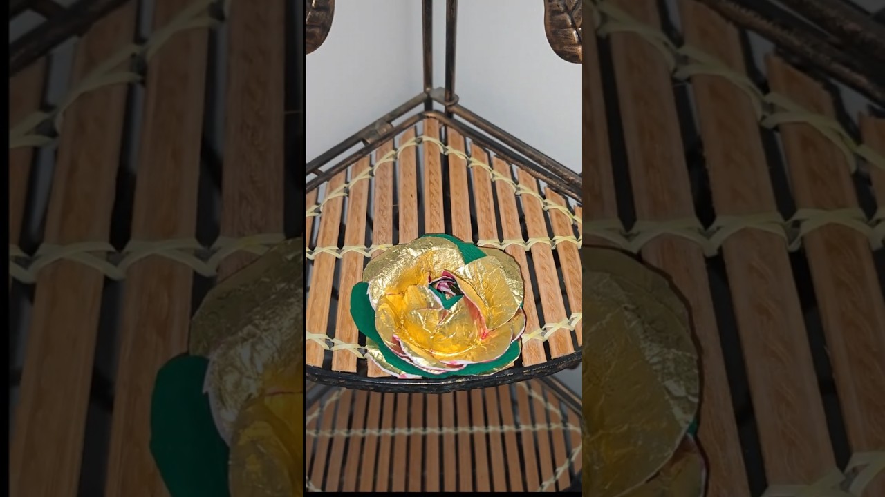 Golden Paper Rose | Handmade Home Decor Object | Handmade DIY