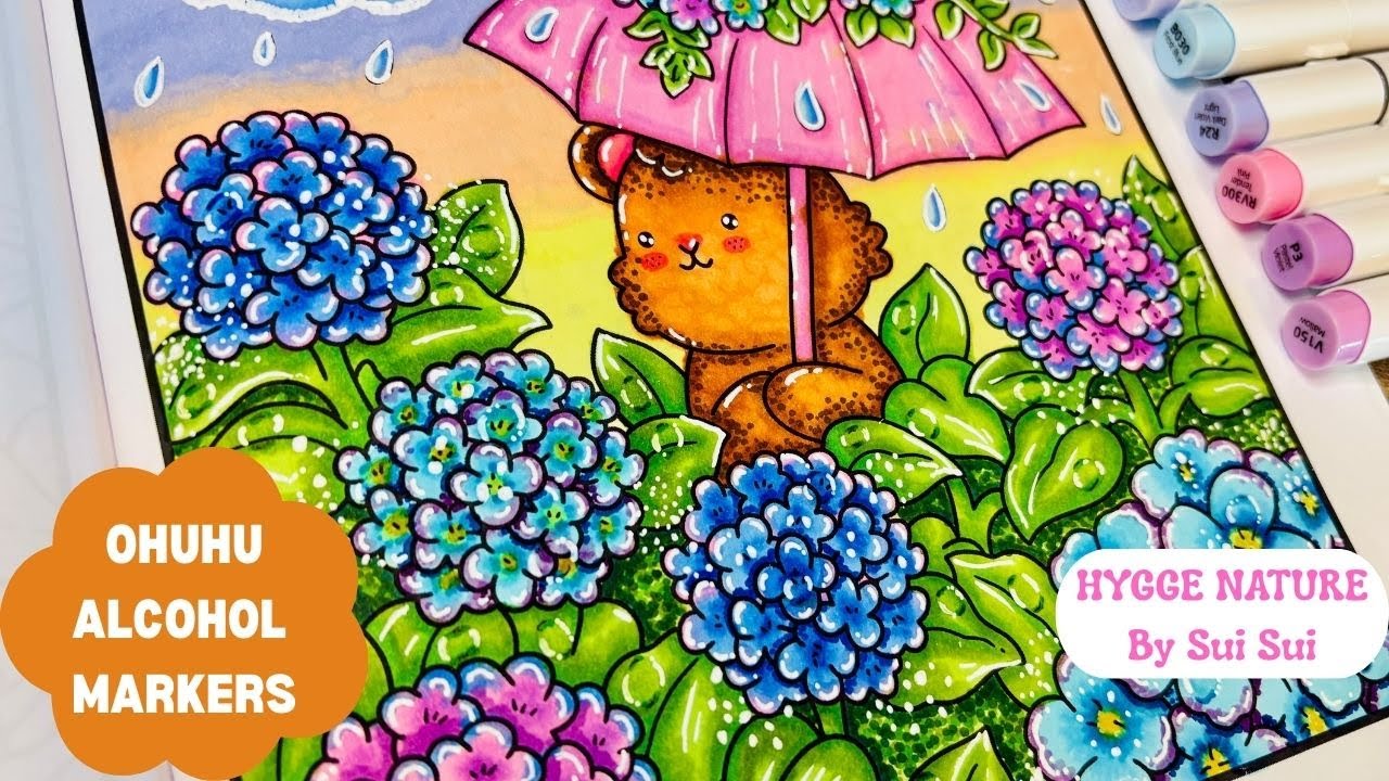 ASMR 3-Hour Relaxing Coloring with Ohuhu Alcohol Markers | Hygge Nature