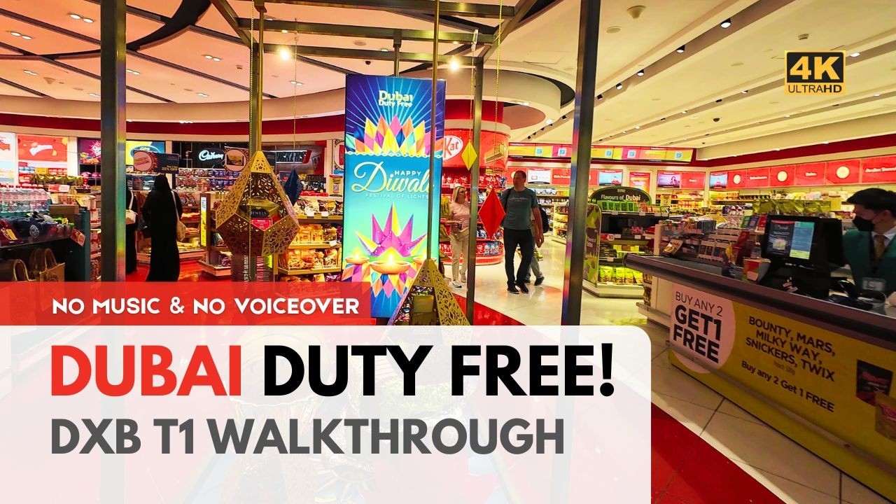 Exploring Dubai Duty Free | Dubai Airport Terminal 1 Walking Tour in 4K | No Music, No Voiceover