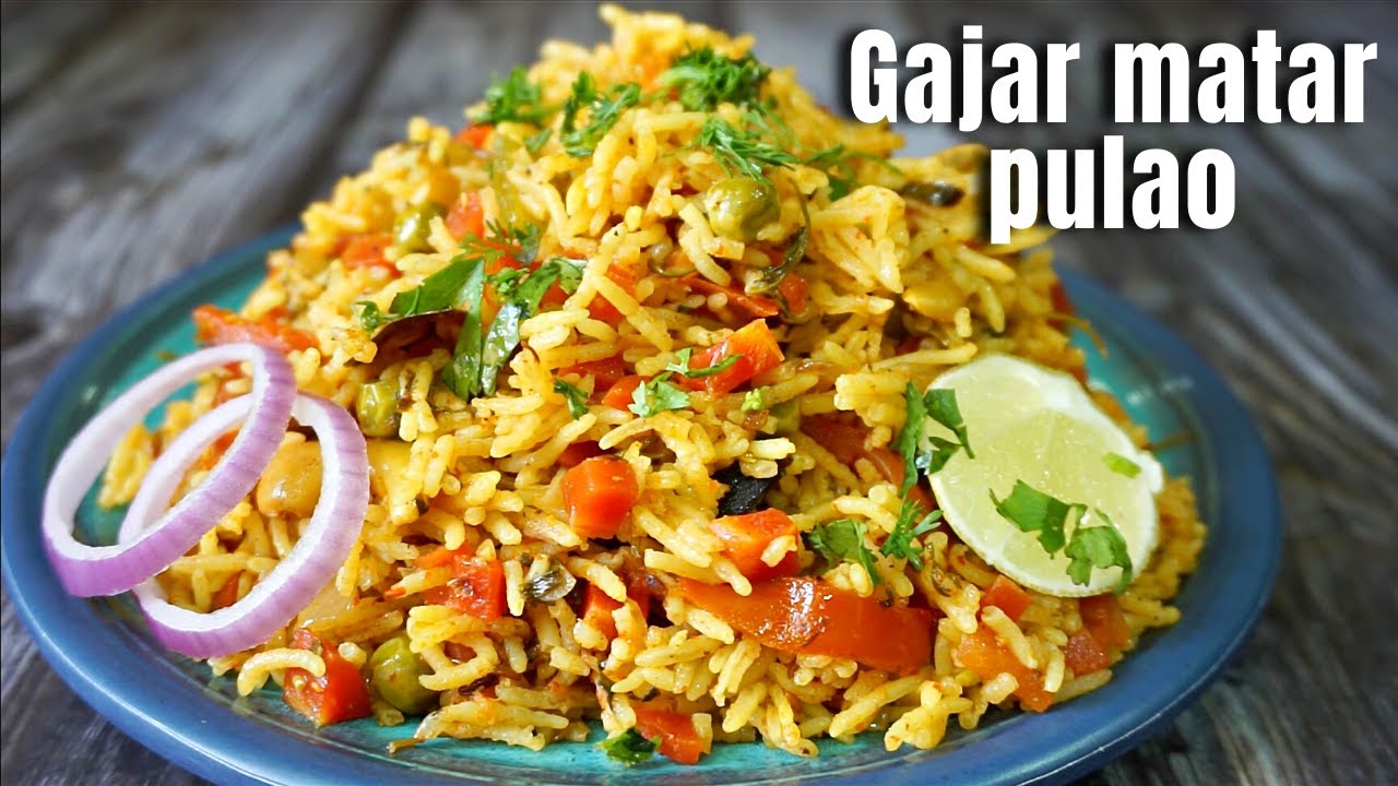 Carrot pulao | gajar matar pulao | carrot rice recipe | carrot peas pulav recipe | carrot recipes