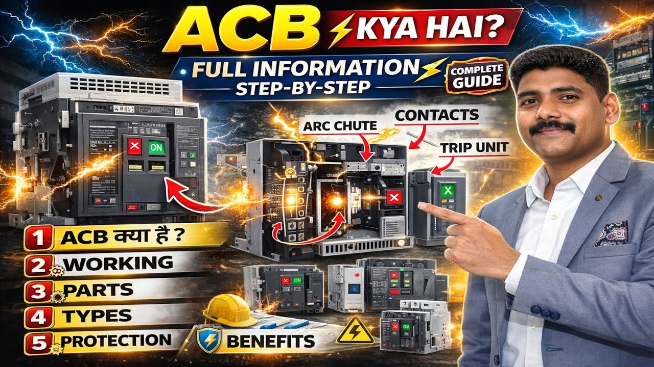 🔥ACB क्या है?Air Circuit Breaker Working, Types,Protection (Full Detail Hindi)Step-by-Step.Working.⚡