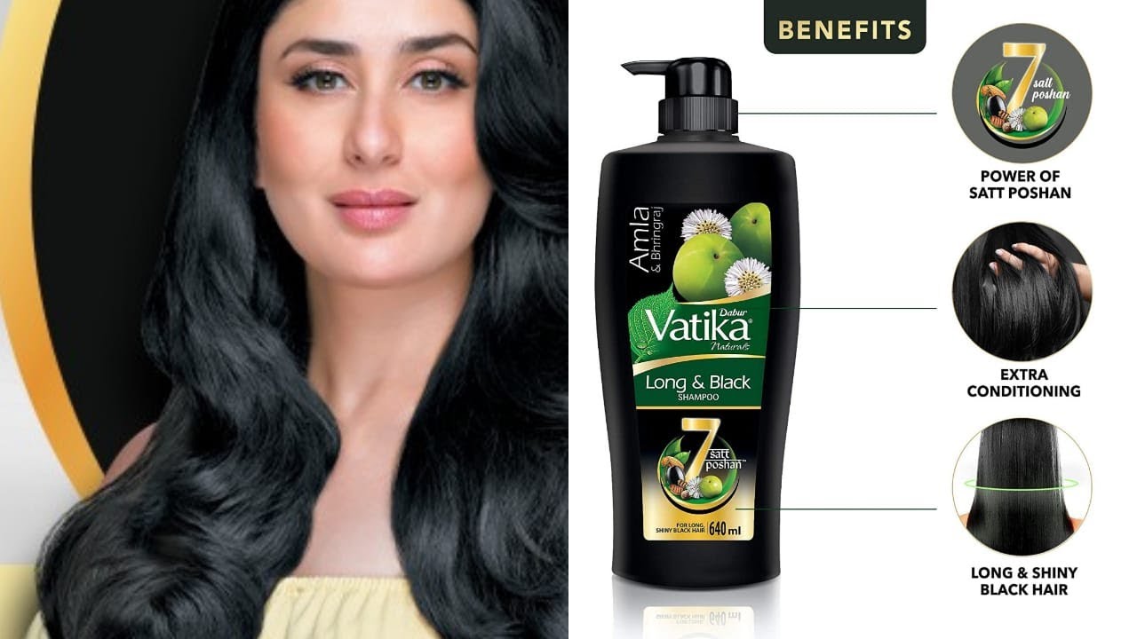 Dabur Vatika Long & Black Shampoo, with the Goodness of Amla & Bhringraj for Shiny, Black