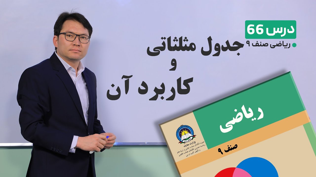 ریاضی صنف نهم- جلسه شصت وششم– موضوع:جدول مثلثاتی وکاربرد آن -6-6-1401