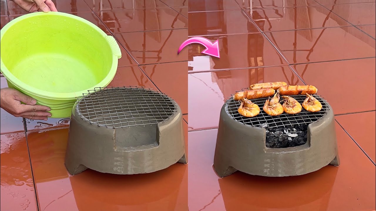 Amazing idea Outdoor mini grill - Easy way to make a simple cement grill at home