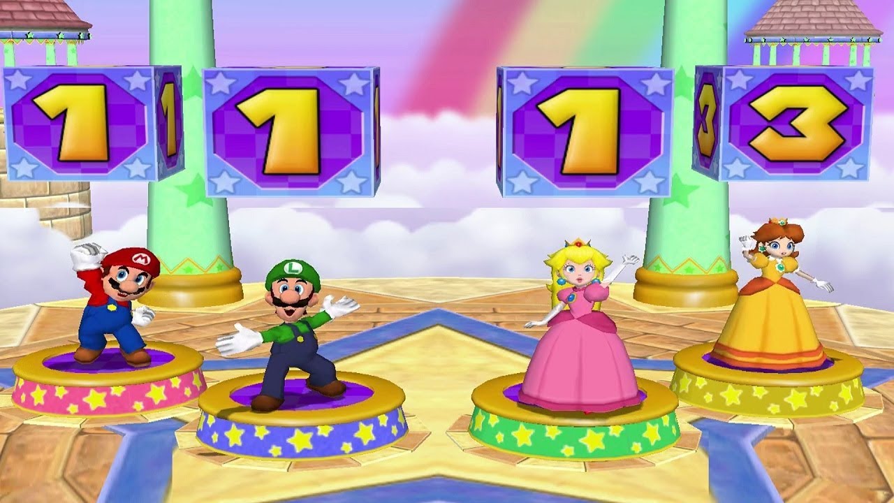 Mario Party 7 Mini Games - Mario Vs Luigi Vs Peach Vs Daisy