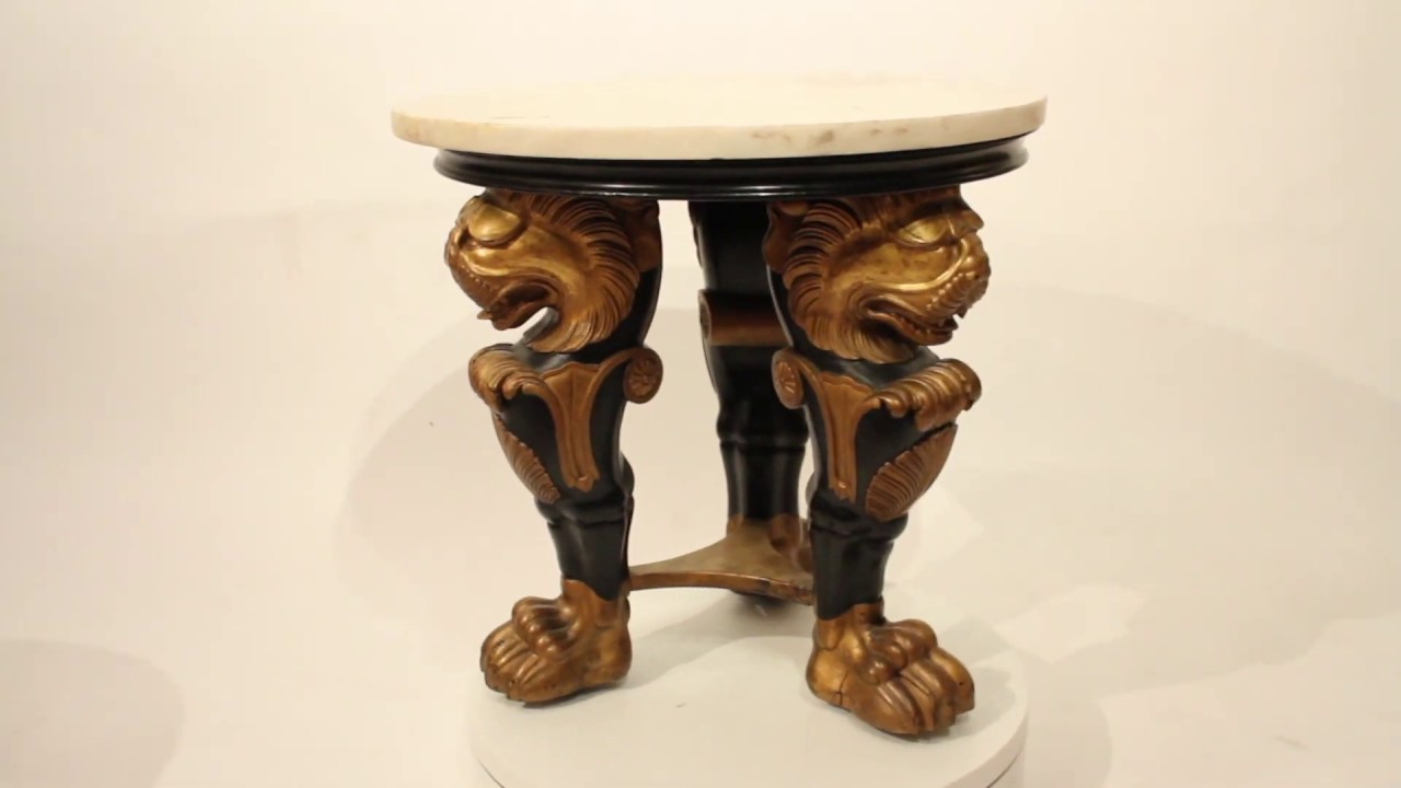 Antique Regency Revival Marble Top Occasional Table