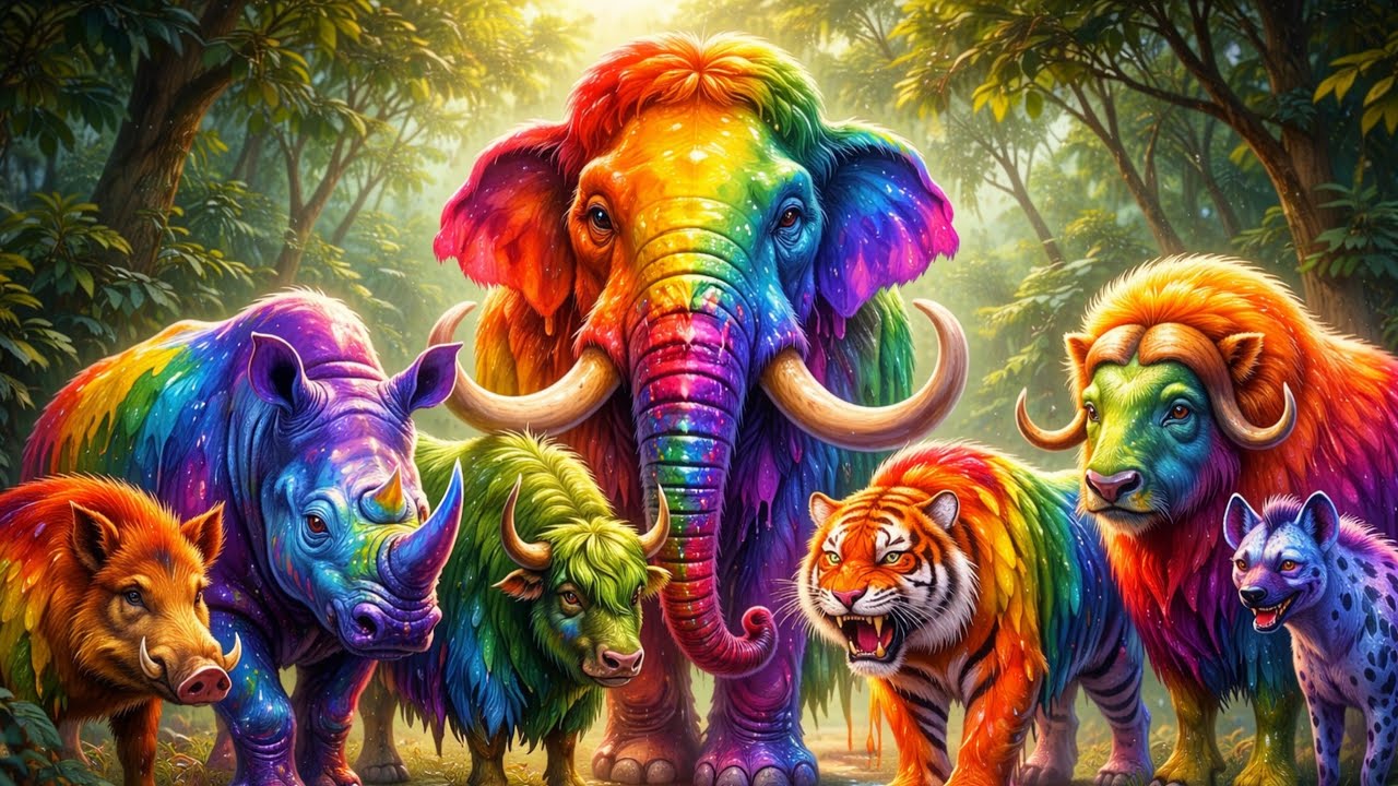 Colorful Safari Animals Rainbow Paint | Paint Song | Nursery Rhymes | ABC Songs | ABC Animals Sounds