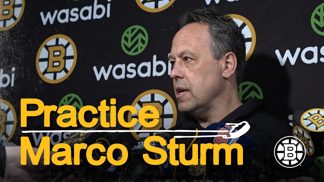 Marco Sturm talks to the media after practice on Tuesday