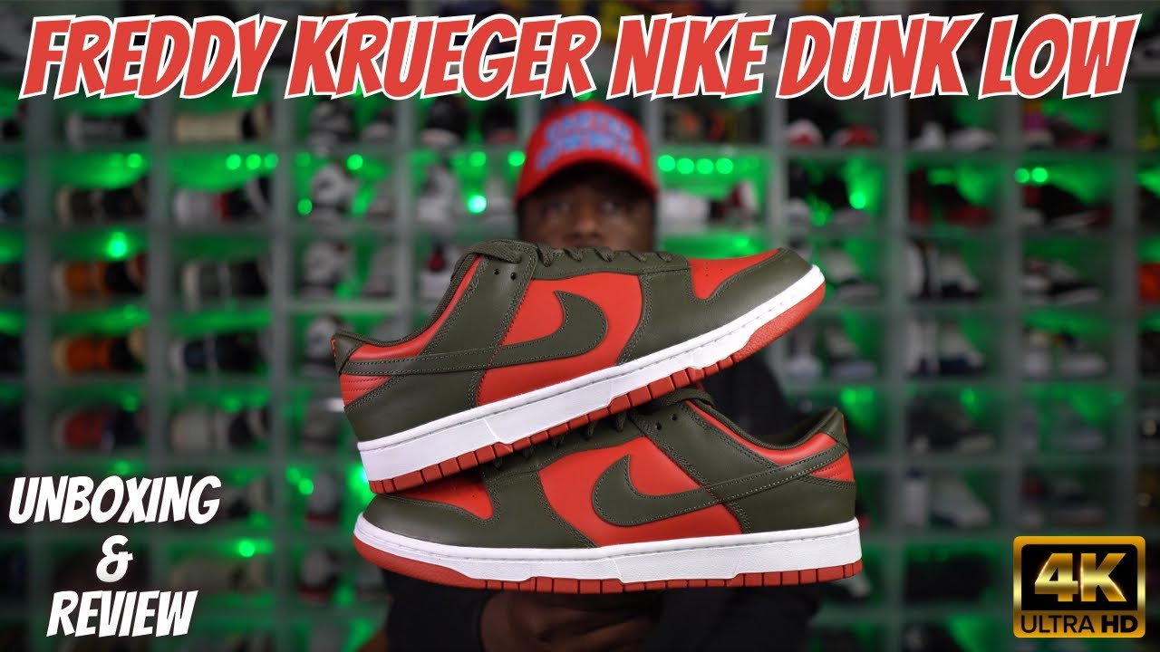 FIRST LOOK: MYSTIC RED CARGO KHAKI NIKE DUNK LOW UNBOXING | FREDDY KRUEGER DUNKS  | DV0833-600