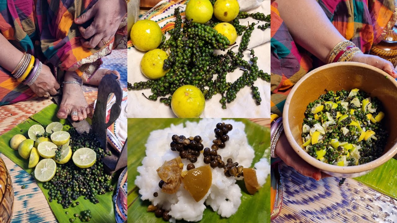 3 - ingredient  Traditional Kurumilagu oorugai | Green peppercorn & Lemon pickle #foodzeee