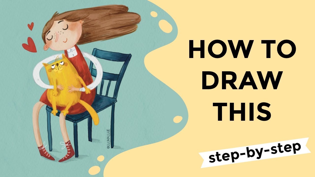 How to draw a cute cat lover -  - Step by Step Digital Tutorial in Procreate