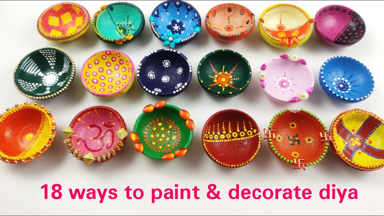 18 Easy Diya Decoration ideas,DIY Diya Painting,Diwali Decoration, Decorate Diya Decoration at Home