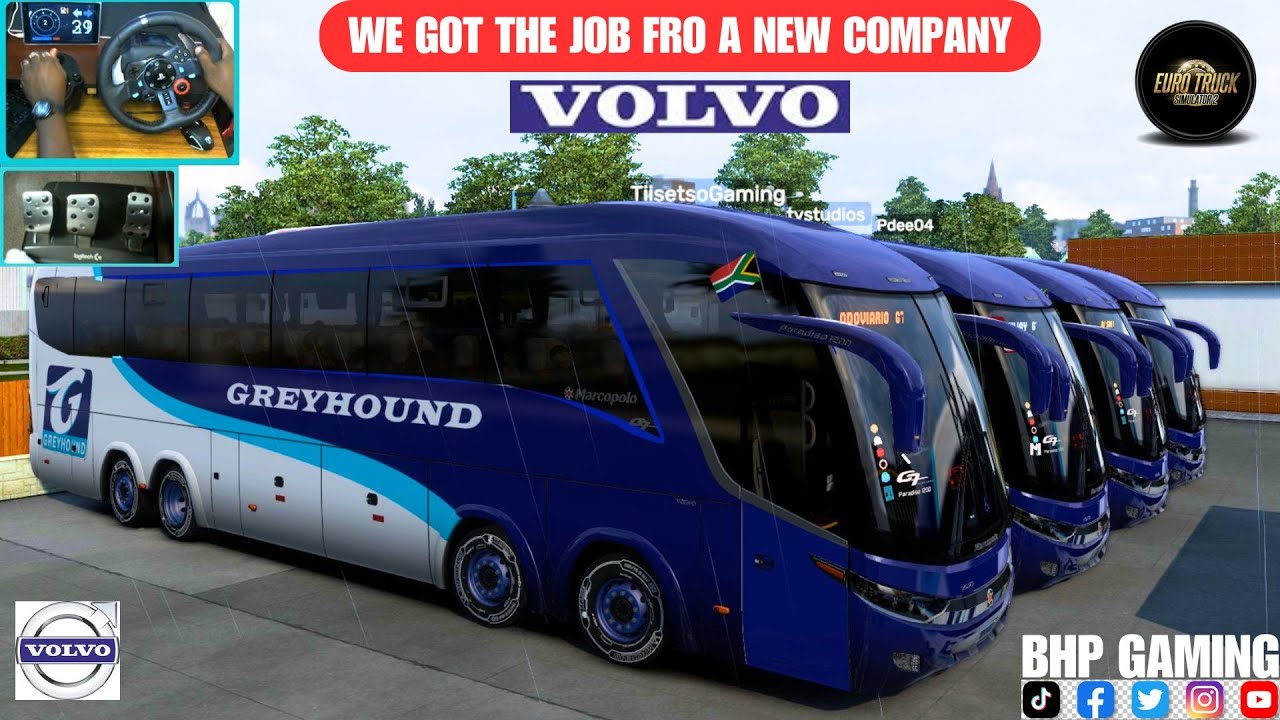 Driving a Greyhound Bus in ETS2 | Passenger Transport!🚍 - long journey - [ steering wheel Gameplay ]