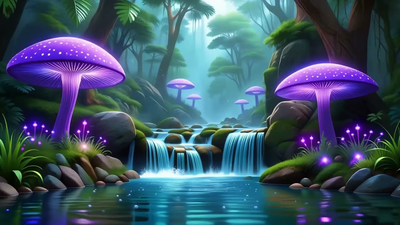 ✨ Magical Waterfall Forest Ambience 💧 Relaxing Water & Soft Music for Deep Sleep and Stress Relief