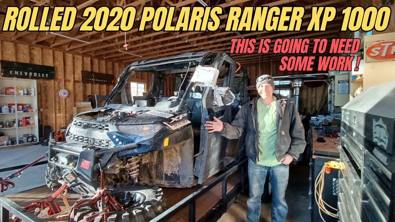 Dragging home another Treasure.  Wrecked / Rolled 2020 Polaris Ranger XP 1000 NorthStar