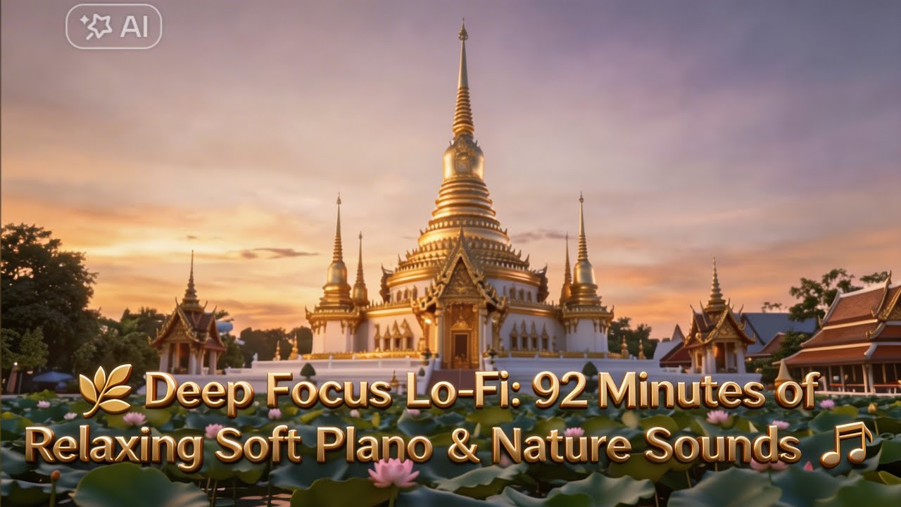 🌿 Deep Focus Lo-Fi: 92 Minutes of Relaxing Soft Piano & Nature Sounds 🎶