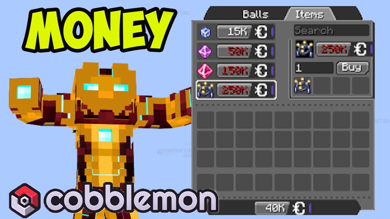 Как быстро заработать деньги в Minecraft на карте Cobblemon.