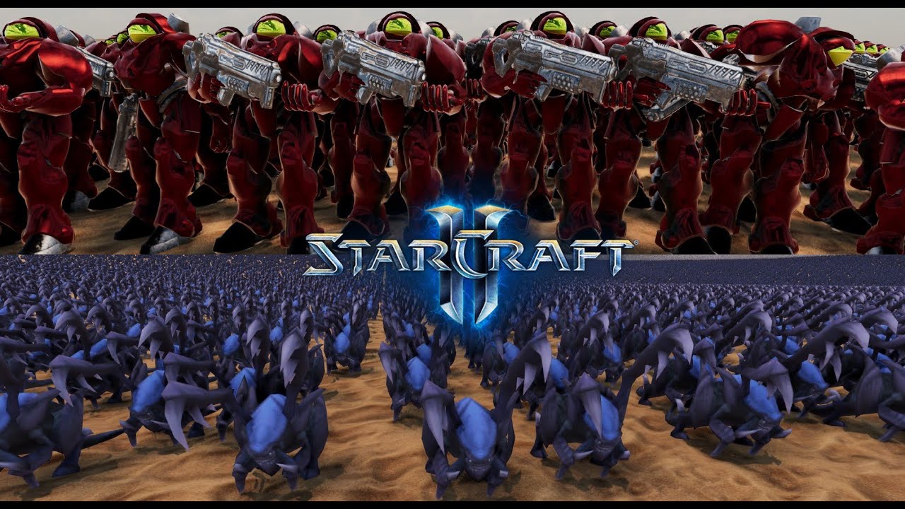 10,000 Terran Marines vs 1 MILLION ZERGLINGS - Starcraft Fight - UEBS 2