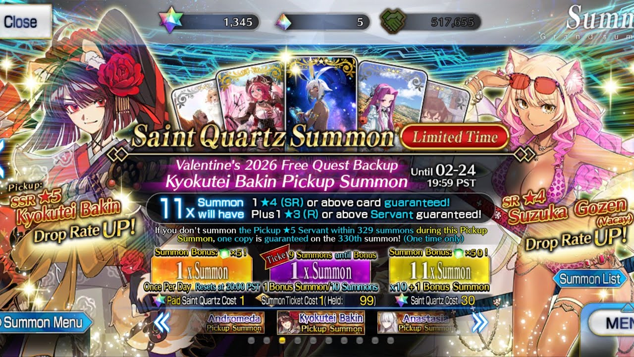 Kyokutei Bakin Valentine's 2026 Rolls Fate Grand Order NA