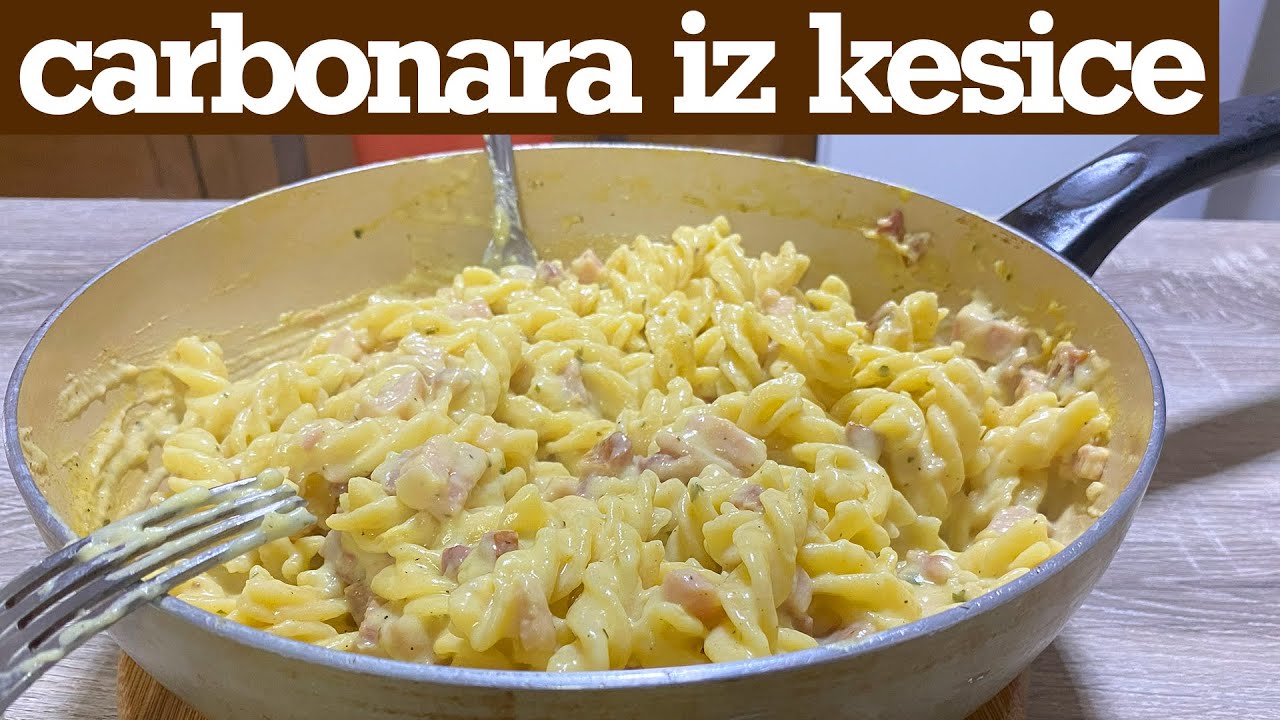 Carbonara iz kesice + dodaci + Fusilli testenina 🍽 brzo se priprema a prilično je ukusno&hearts;️