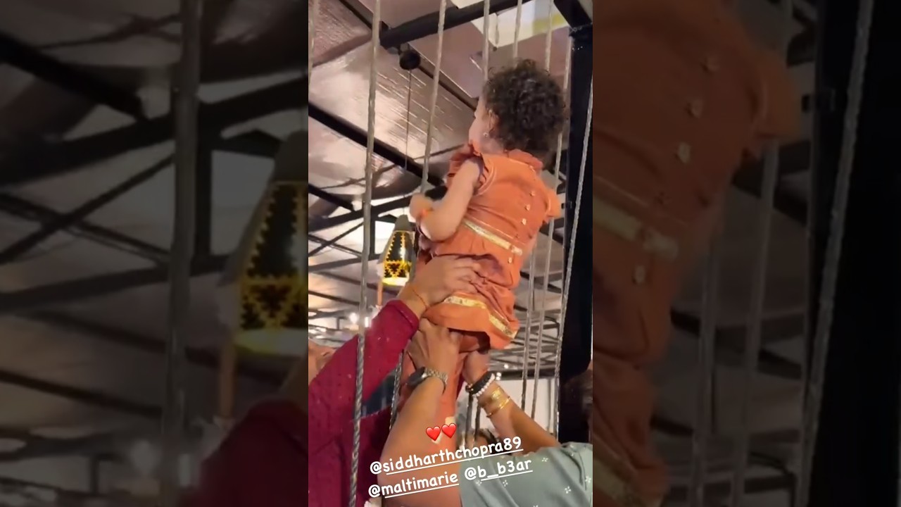 Priyanka Chopra's daughter Malti Marie ENJOYS climbing ropes at Siddharth Chopra's Mehndi #shorts