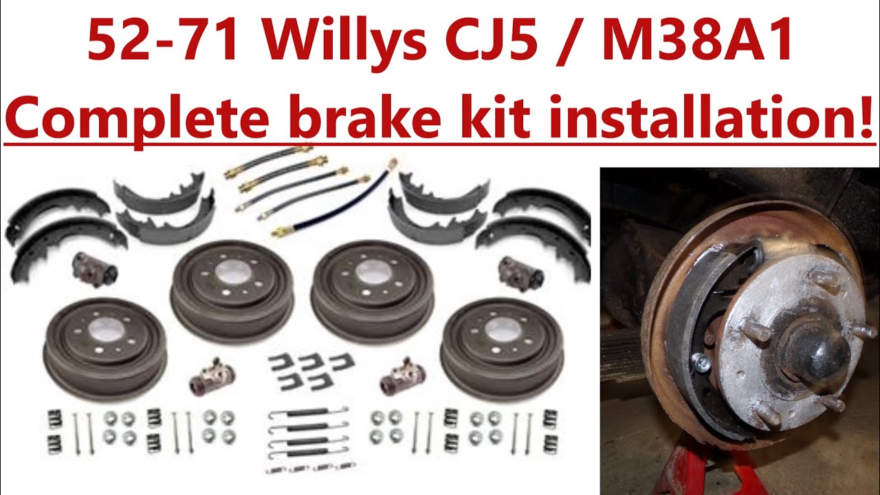 NEW 100% BRAKE KIT + LINES installed on 52-71 CJ5/M38A1/CJ6 Jeep & Willys (Omix-ada kit)