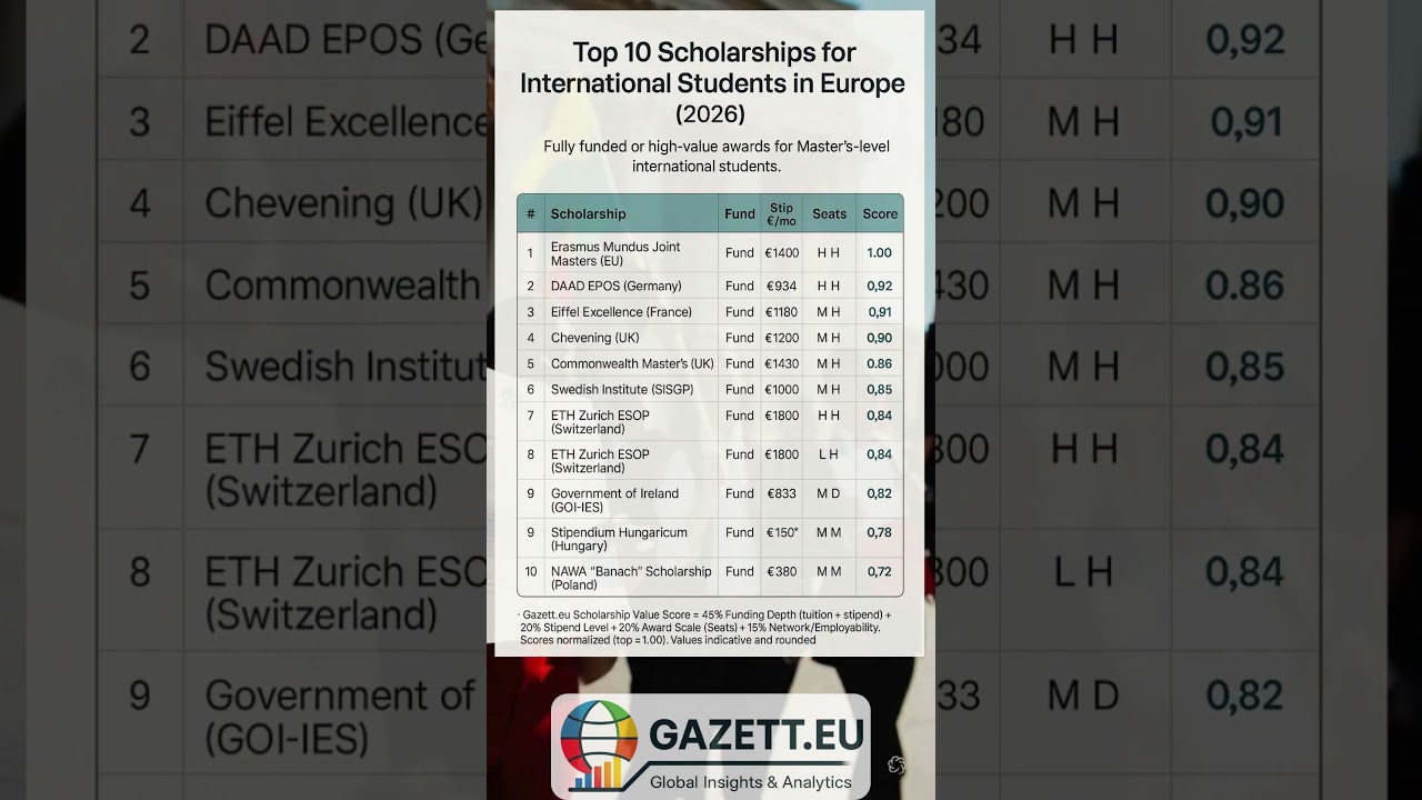 Top 10 Scholarships for International Students in Europe (2026) | Fully Funded Master&rsquo;s & PhD Awards