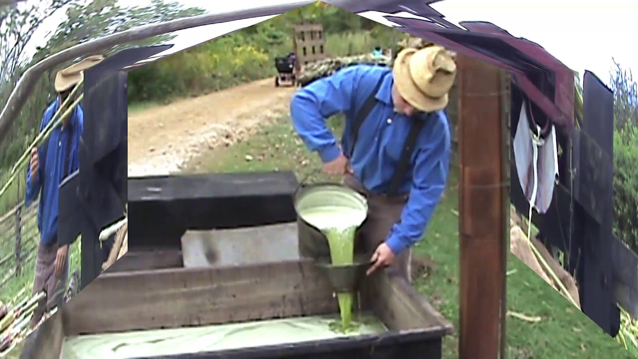 Processing sweet sorghum at Slate Run Farm