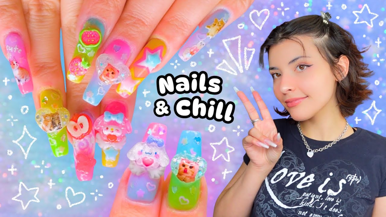 ⋆₊˚🌈 Nails & Chill | Ep.14 🍎 Super EXTRA AF Kawaii Nails 🍀˚₊⋆
