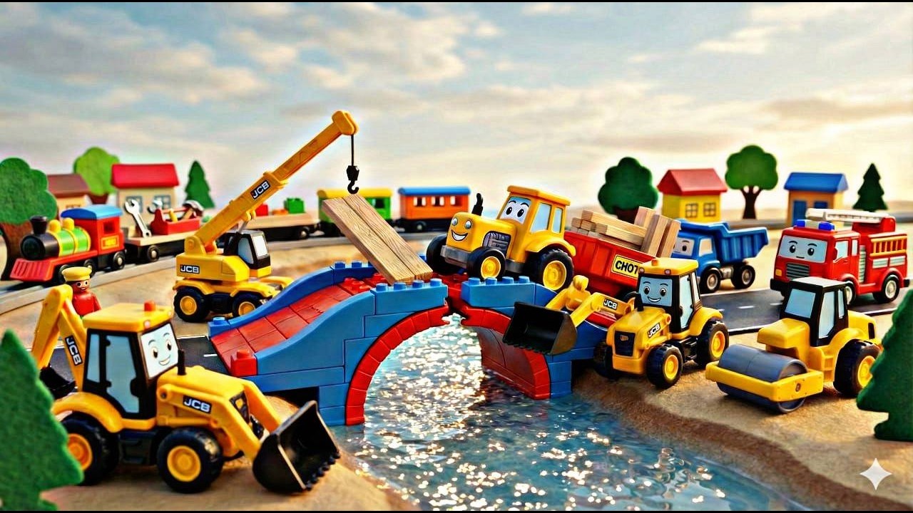 Toy Trucks Fix the Broken Bridge 🌉 | Chotu Tractor & Friends River Rescue Story for Kids
