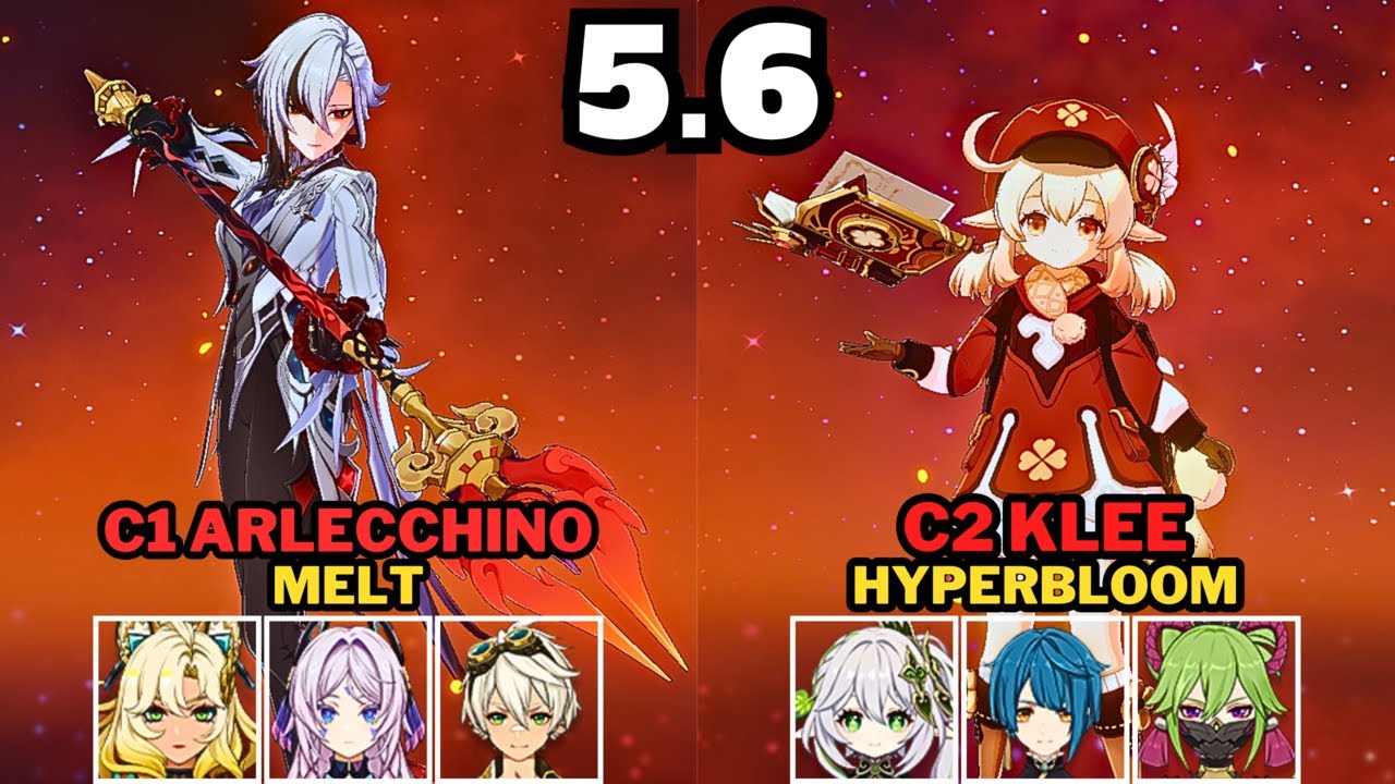 [Spiral Abyss 5.6] C1 Arlecchino Melt & C2 Klee Hyperbloom | Genshin Impact