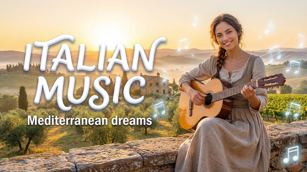Italian Acoustic Guitar Music | Italian Girl Acoustic Guitar with Waterfalls & Rivers