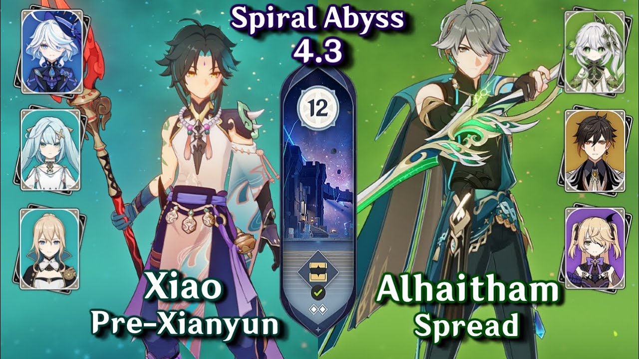 C1 Xiao Furina Team & C0 Alhaitham Spread | Spiral Abyss 4.3 - Floor 12 9 Stars - Genshin Impact