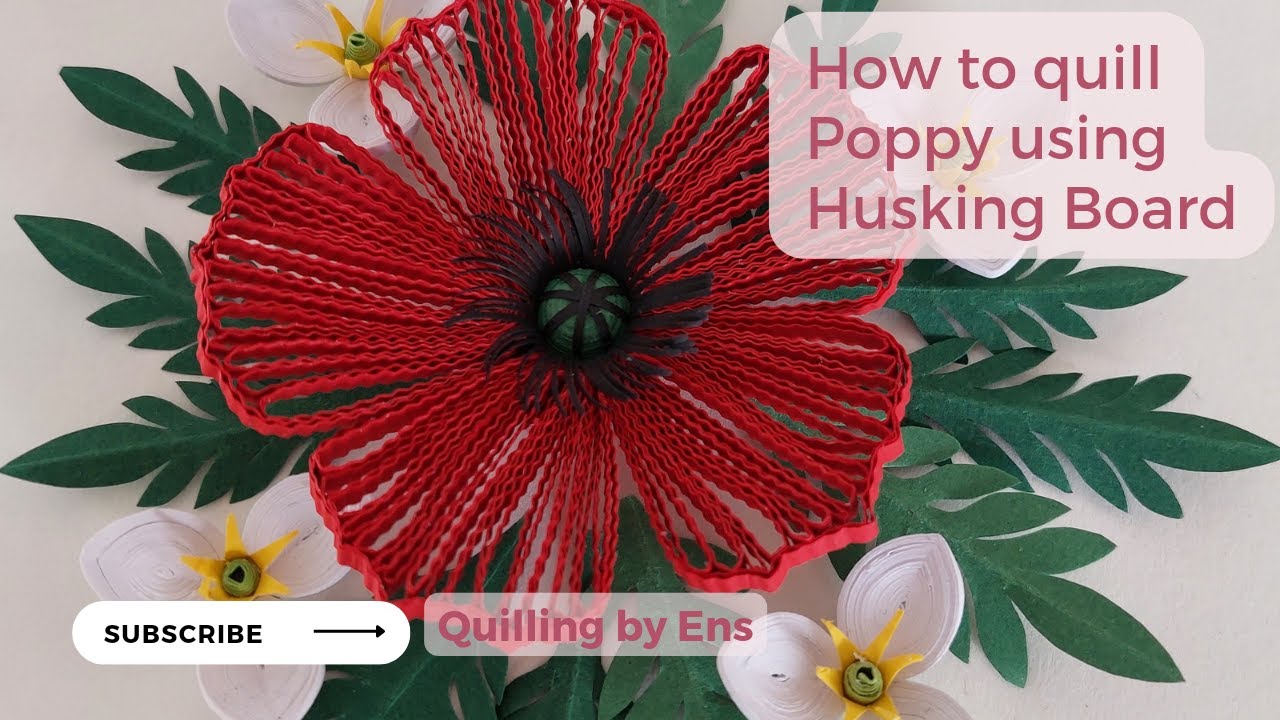 How to quill Poppy using Husking Board #filigree #paperflower #basteln #quilling #poppy #handmade