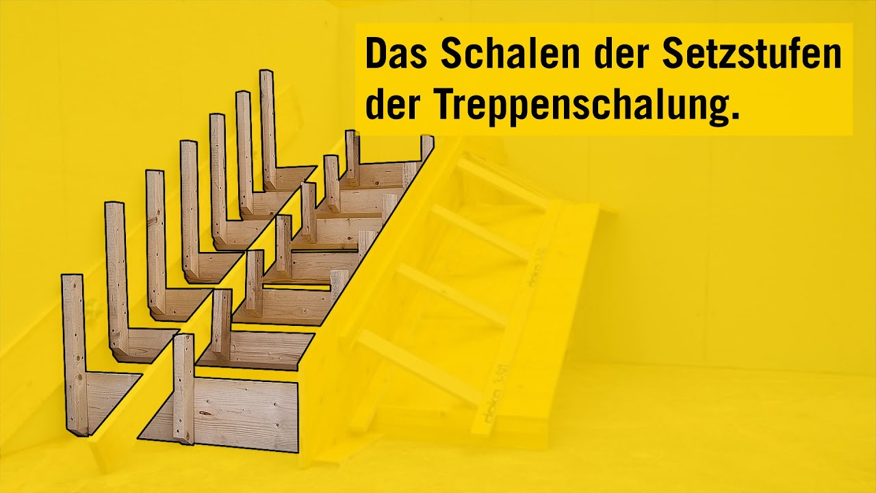 Treppe - Die einl&auml;ufige Treppe - Treppenkonstruktion - Schalung Stufen Treppenschalung herstellen