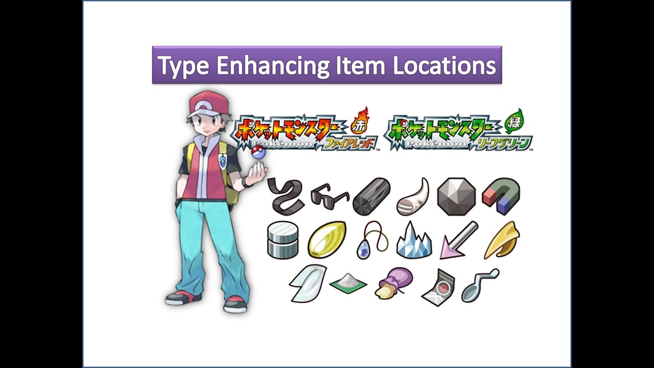 Pokemon Fire Red & Leaf Green - Type Enhancing Item Locations