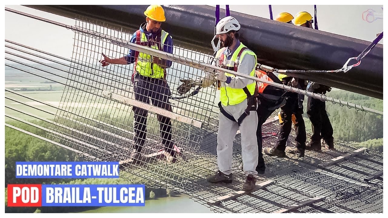 POD suspendat  peste Dunare - Demontare CATWALK - Furnicutele de la #ihi  - 02.06.2023