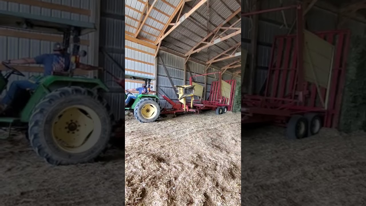 hay stacker unloading