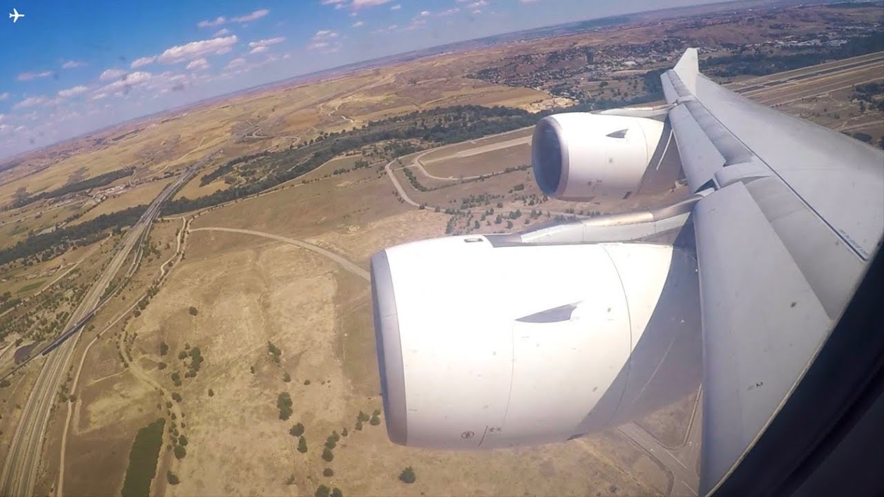 Iberia A340-600 Onboard Afternoon Takeoff from Madrid Barajas Airport