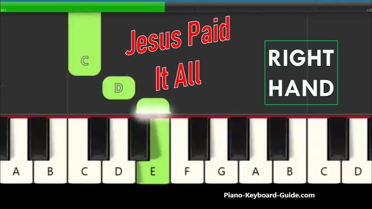 Jesus Paid It All Right Hand Slow and Easy Piano Tutorial   Hymn