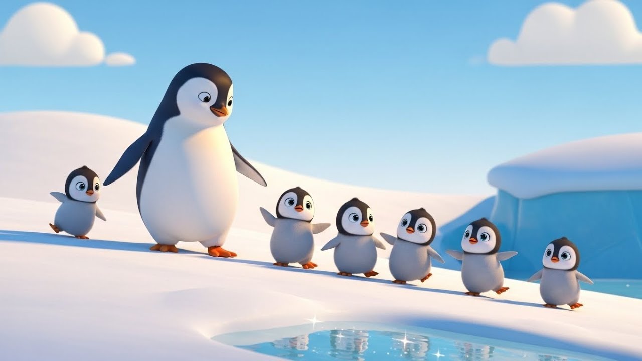 Penguin Family Song 🐧 | Mom Penguin & Five Cute Chicks | Fun Kids Rhymes