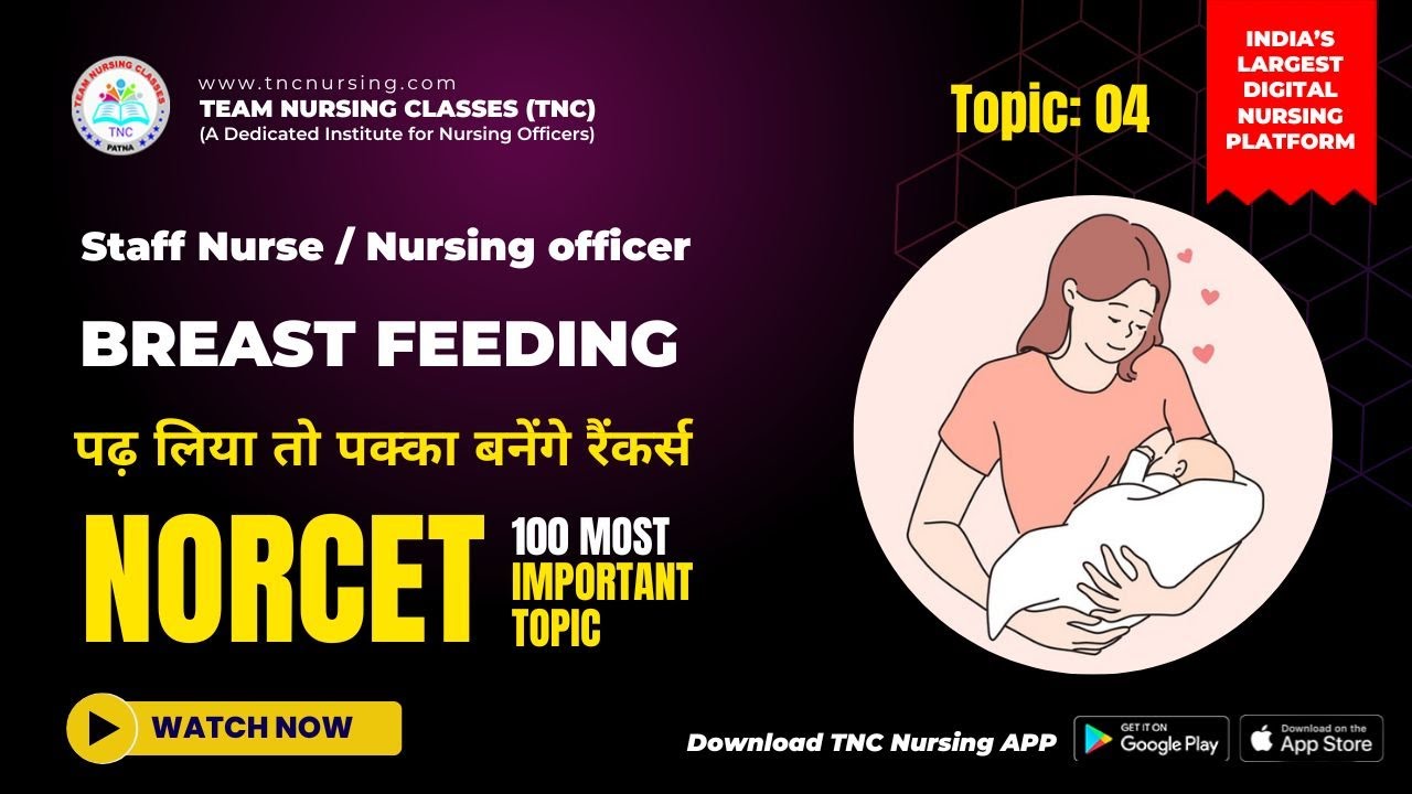 100 Important Topic || #4 Breast feeding ||  NORCET | ESIC | RRB | DSSSB | 