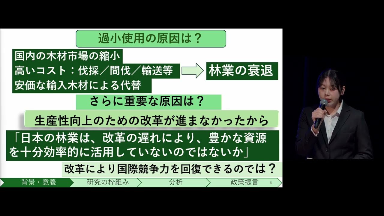 「一次産業の輸出競争力と産地の改革ー岡山県真庭市の林業改革と台湾へのCLT輸出の事例」（2025年龍谷大学経済学部フェスタ決勝 Friday Night大原ゼミ）