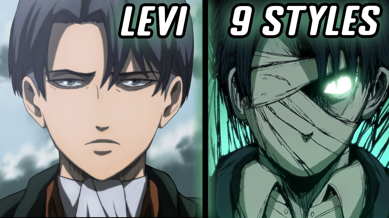 Drawing Levi Ackerman in 9 anime styles | Attack on Titan